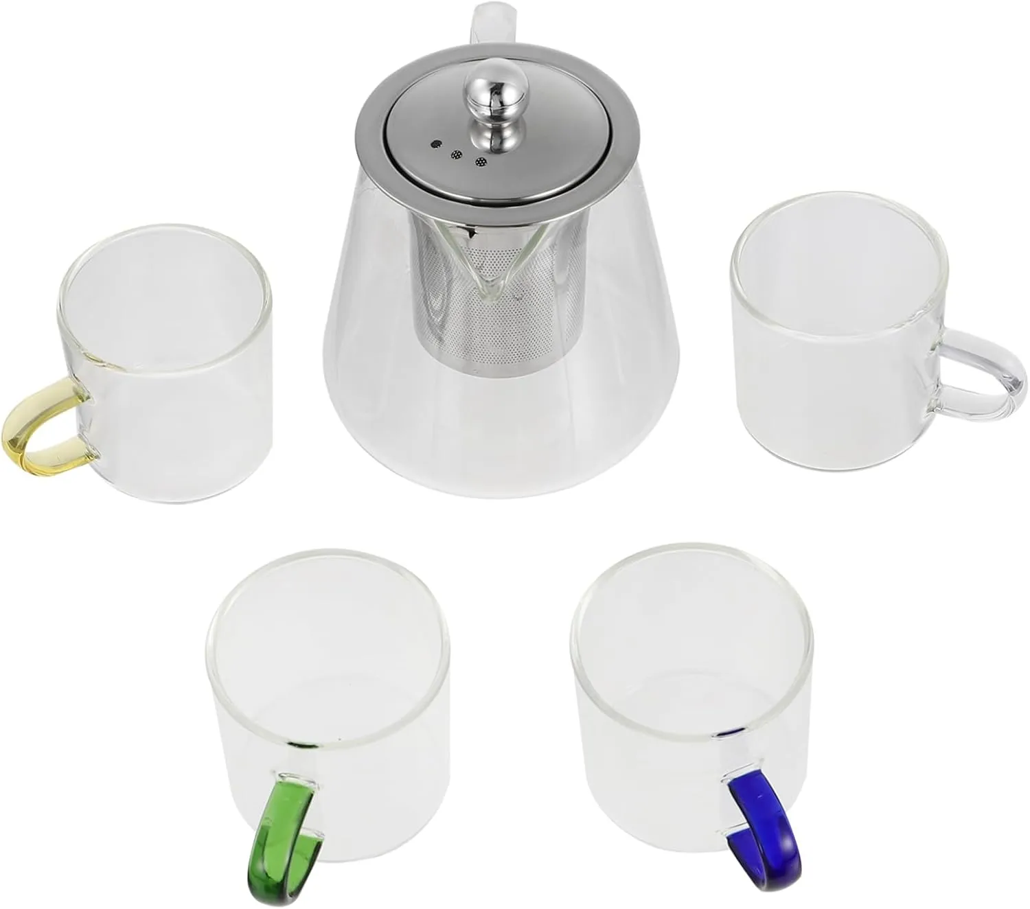 1 Set High Borosilicate Glass Teapot Heat Resistant Kettle with Cups for Boiling Tea for Scented and Fruit Teas and Design