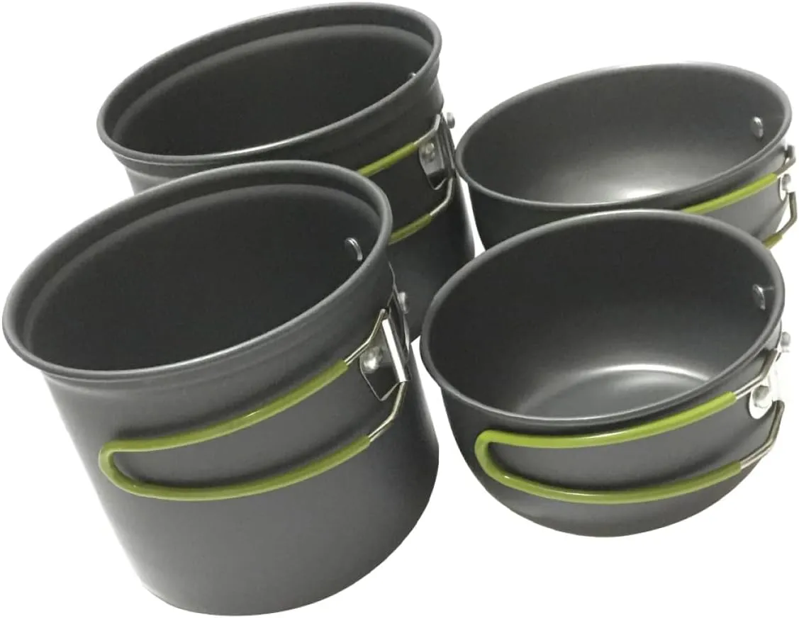 1 Set Portable Camping Cookware Aluminium Alloy Pots with Collapsible Handles for Outdoor Cooking Hiking and Picnic Supplies Durable and Convenient Cooking Essentials