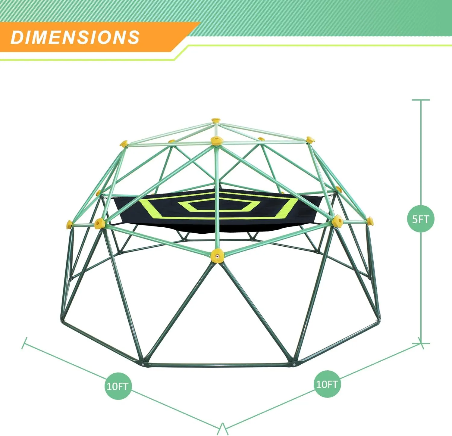 10 FT Climbing Dome with Canopy, Geometric Dome Climber for Kids 3-12,1000 LBS Capacity, Rust and UV Resistant Steel, Be Applicable Backyard Jungle Gym Outdoor Garden