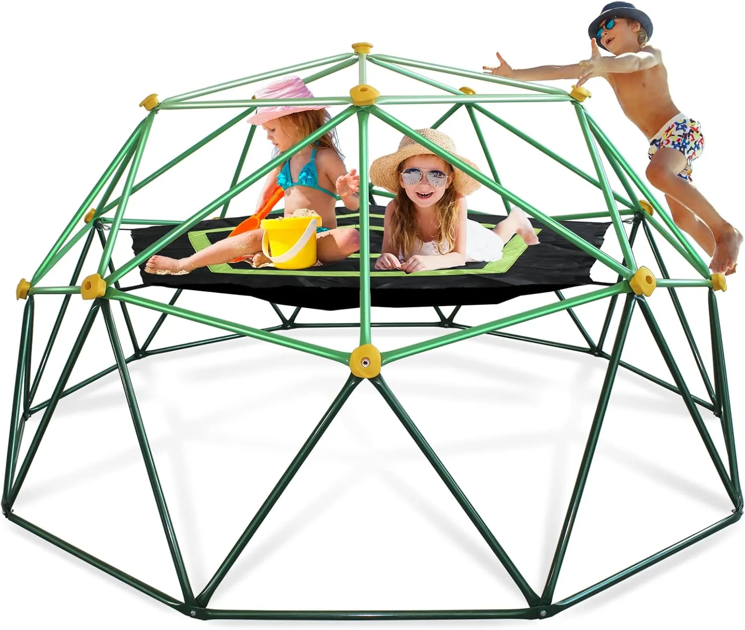10 FT Climbing Dome with Canopy, Geometric Dome Climber for Kids 3-12,1000 LBS Capacity, Rust and UV Resistant Steel, Be Applicable Backyard Jungle Gym Outdoor Garden