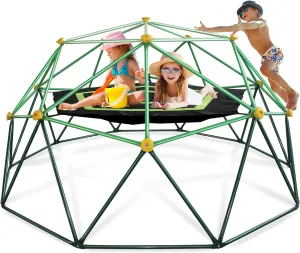 10 FT Climbing Dome with Canopy, Geometric Dome Climber for Kids 3-12,1000 LBS Capacity, Rust and UV Resistant Steel, Be Applicable Backyard Jungle Gym Outdoor Garden