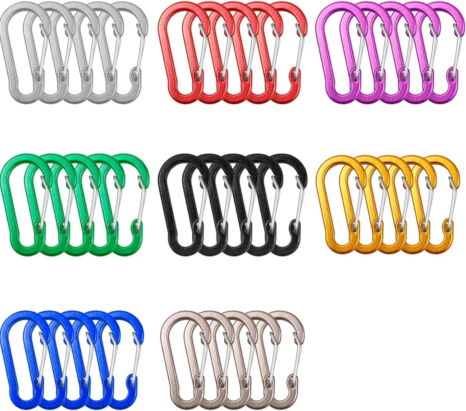 10 PCS / 5 PCS Mini Aluminum Alloy D Rings for Camping Hiking Fishing Backpacking Carabiner