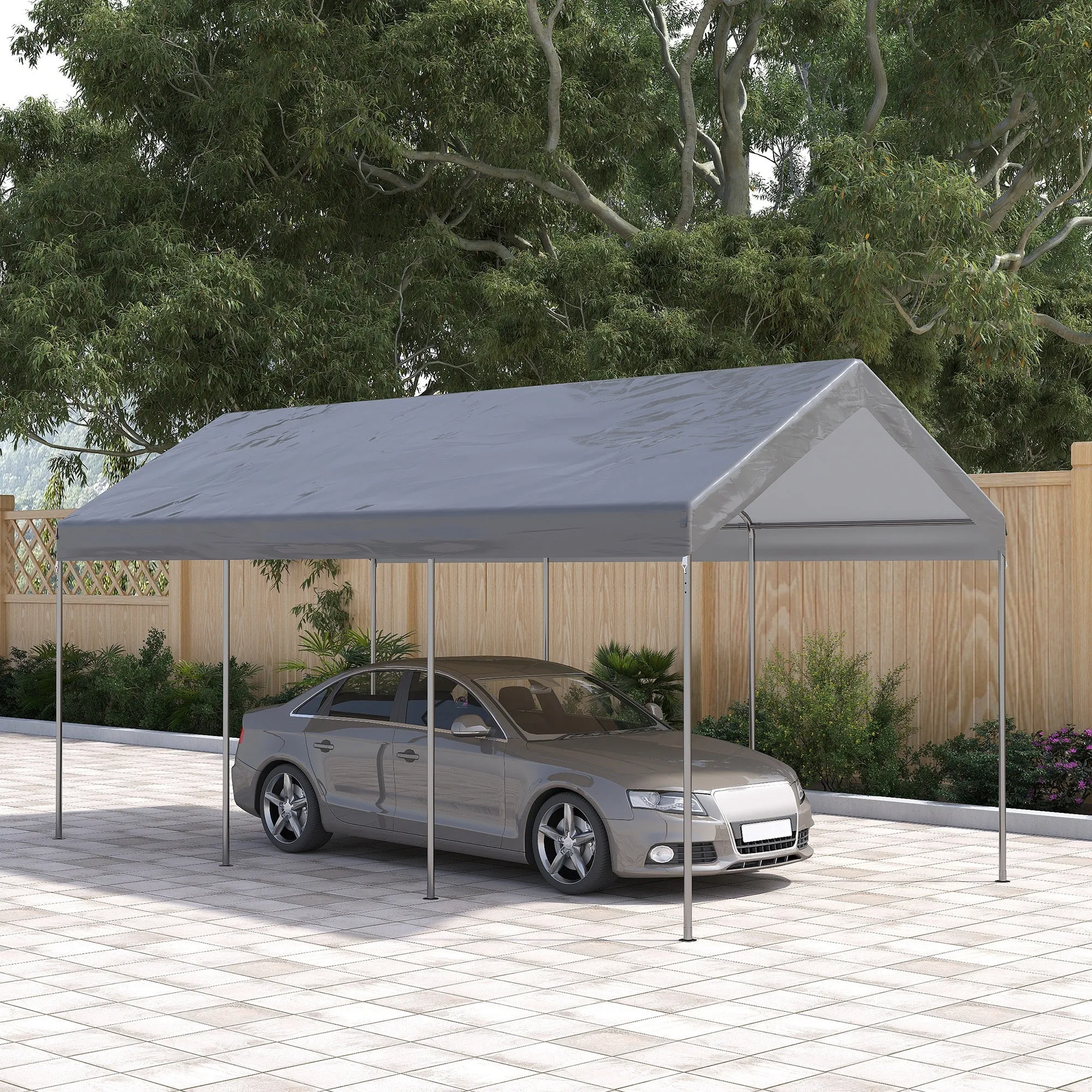 10' x 20' Adjustable Height Portable Canopy Tent with 8 Legs, Shelter for Outdoor Storage, Gray