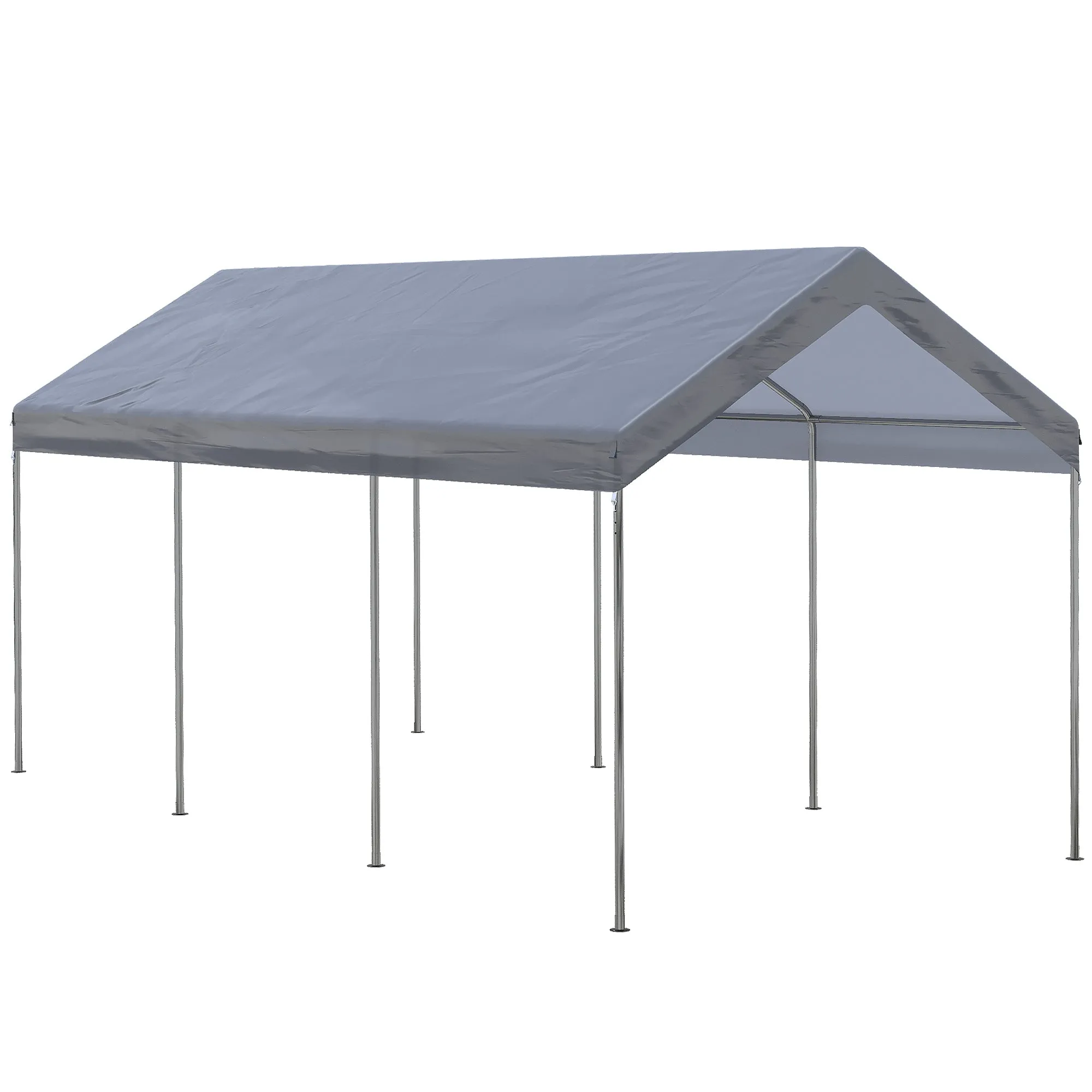 10' x 20' Adjustable Height Portable Canopy Tent with 8 Legs, Shelter for Outdoor Storage, Gray