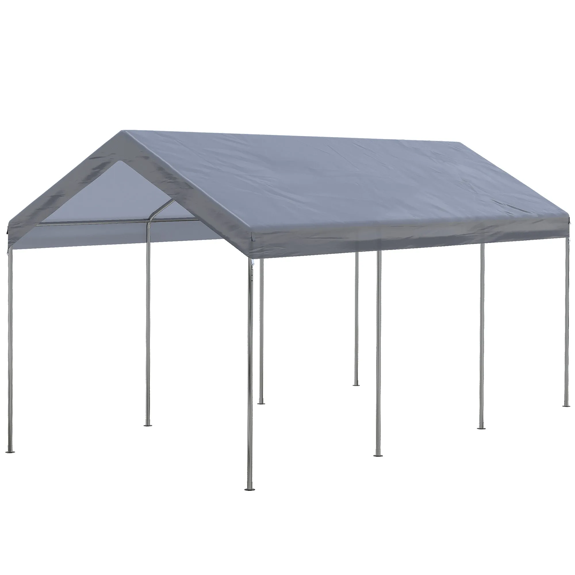 10' x 20' Adjustable Height Portable Canopy Tent with 8 Legs, Shelter for Outdoor Storage, Gray