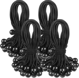 100 Pcs Ball Bungee Cords 12 Inch Bulk Bungee Balls Bungee Cords with Balls Black White Bungee Cords Heavy Duty Outdoor Indoor for Shelter Camping Canopy Cargo Tents Poles（Black）