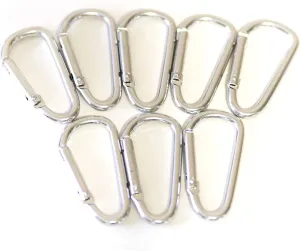 100pcs Aluminum D Shaped Carabiner Belt Clip 1-7/8" Key Chains - Silver Color