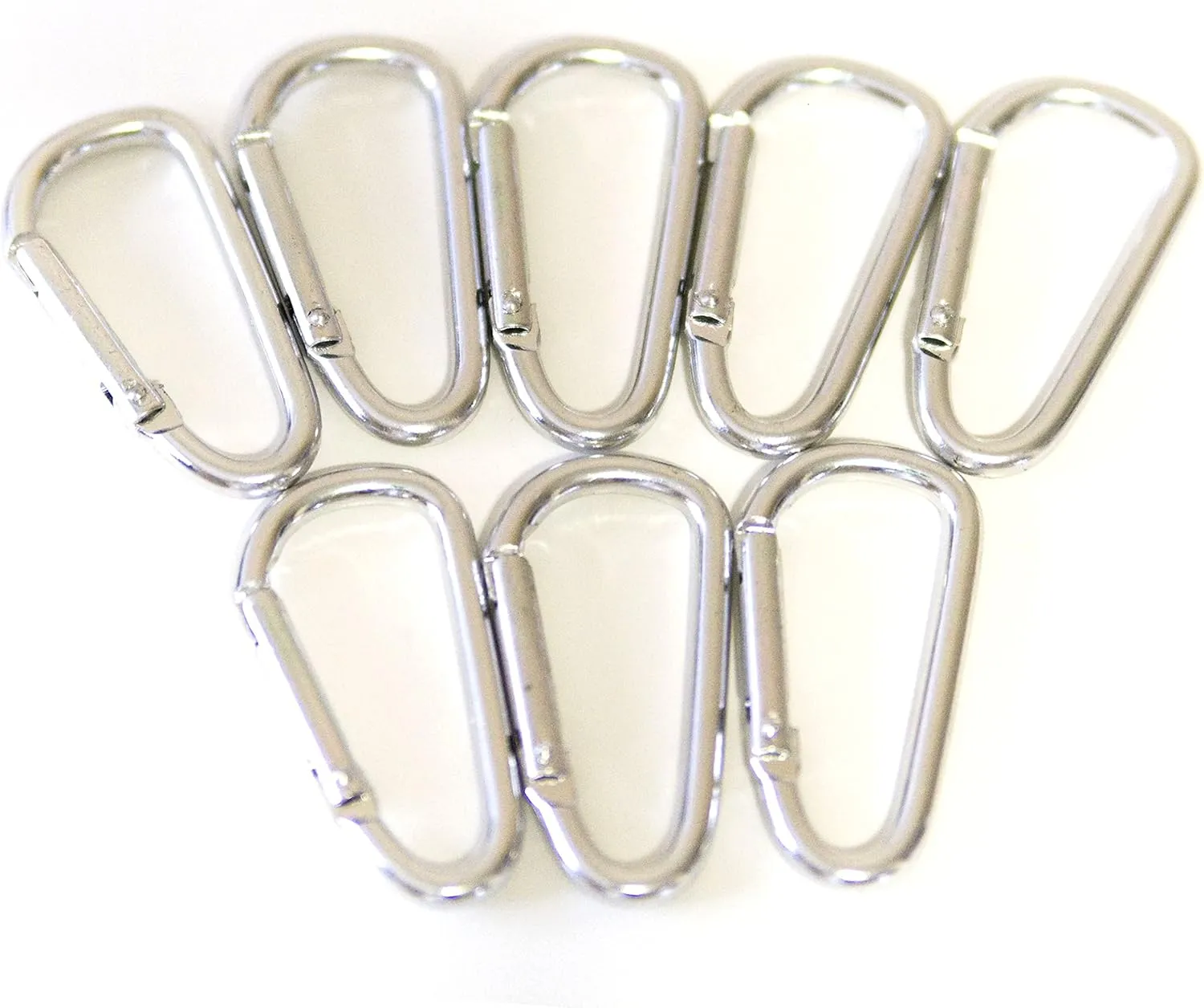 100pcs Aluminum D Shaped Carabiner Belt Clip 1-7/8" Key Chains - Silver Color