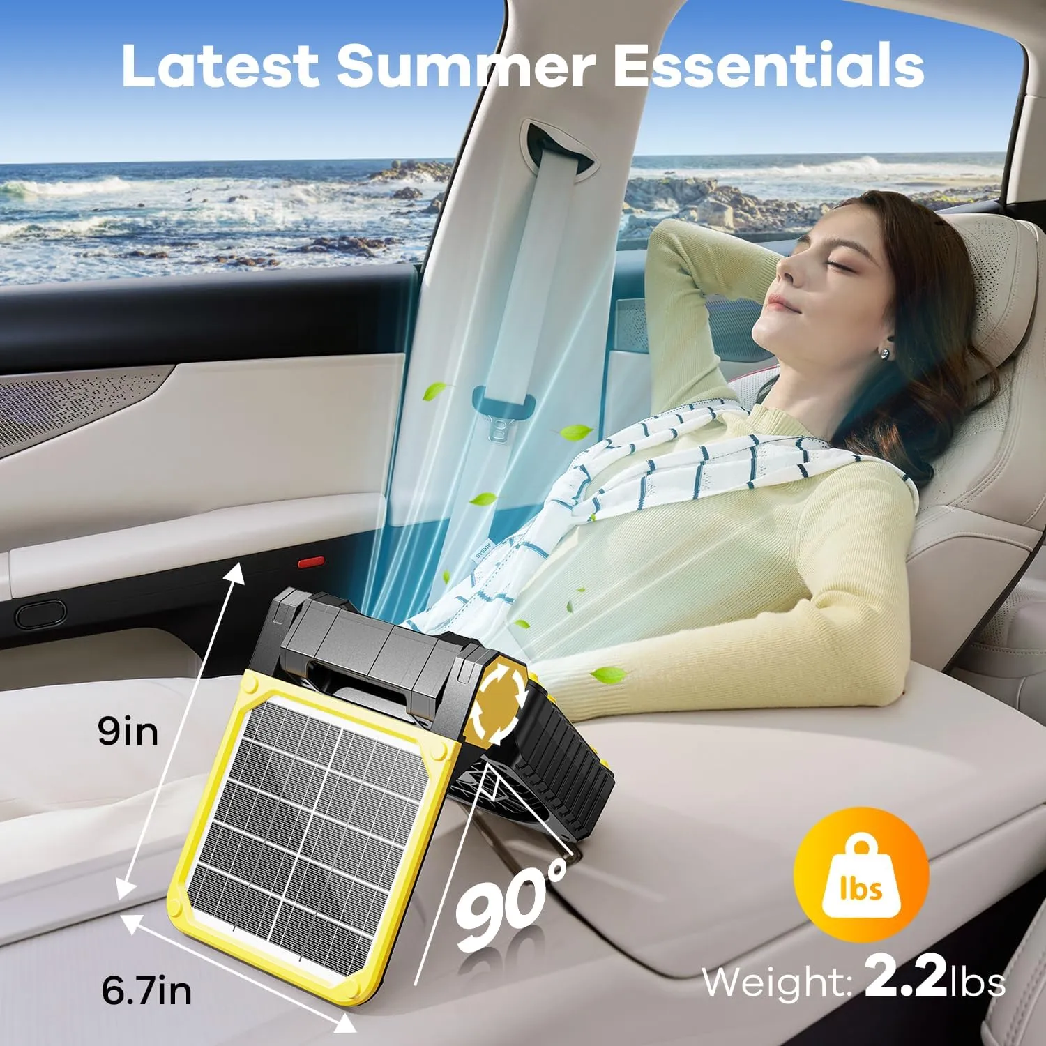 10400mAh Solar Powered Camping Fan,Portable Rechargeable Battery Powered Travel Fan with LED Lantern,Beach Essentials for Hurricane Emergencies, Hiking,Worksite Cooling (Yellow)