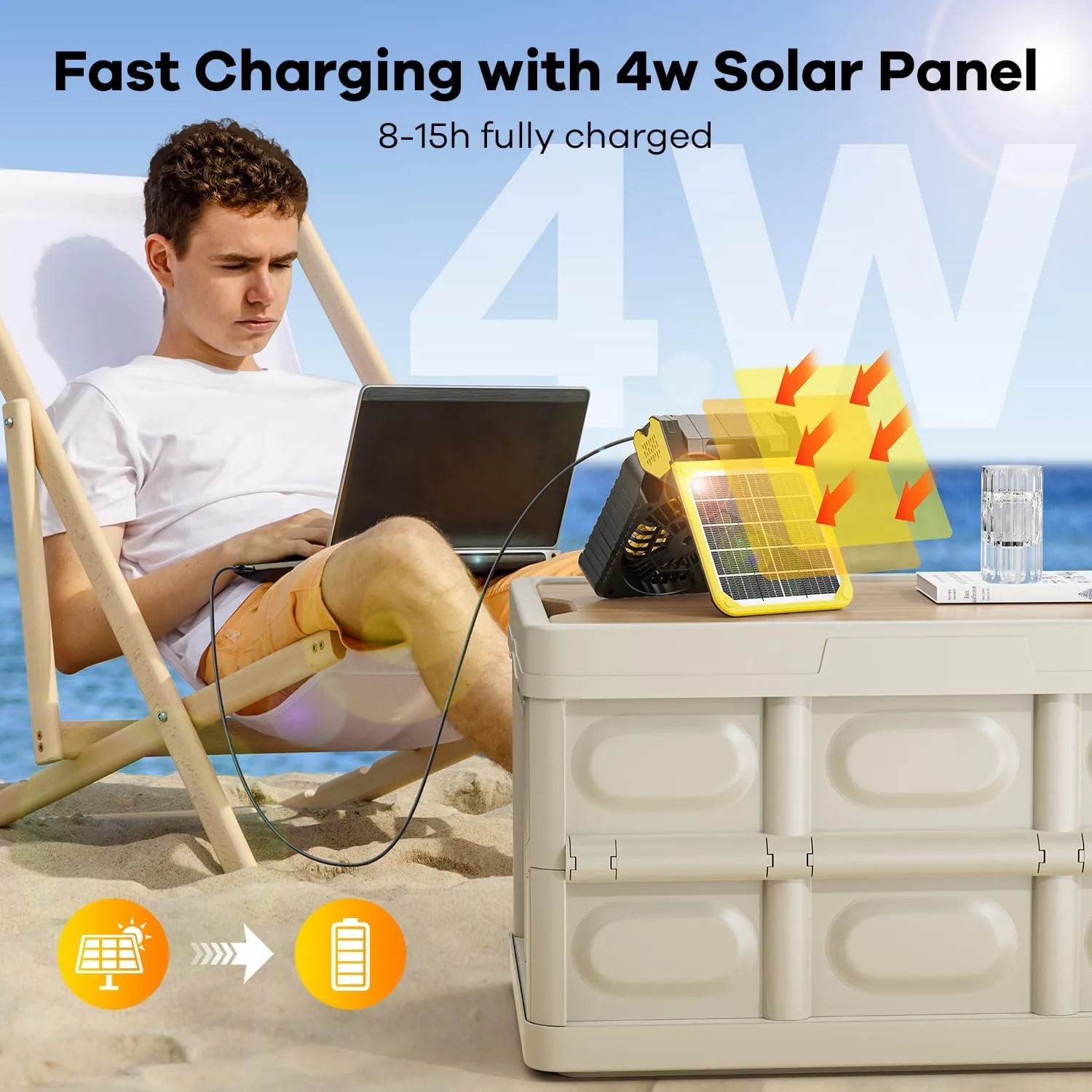 10400mAh Solar Powered Camping Fan,Portable Rechargeable Battery Powered Travel Fan with LED Lantern,Beach Essentials for Hurricane Emergencies, Hiking,Worksite Cooling (Yellow)