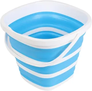 10L Silicone Bucket for Fishing Folding Collapsible Bucket Car Wash Outdoor Fishing Square Barrel Bathroom Kitchen Camp Bucket(Blue)