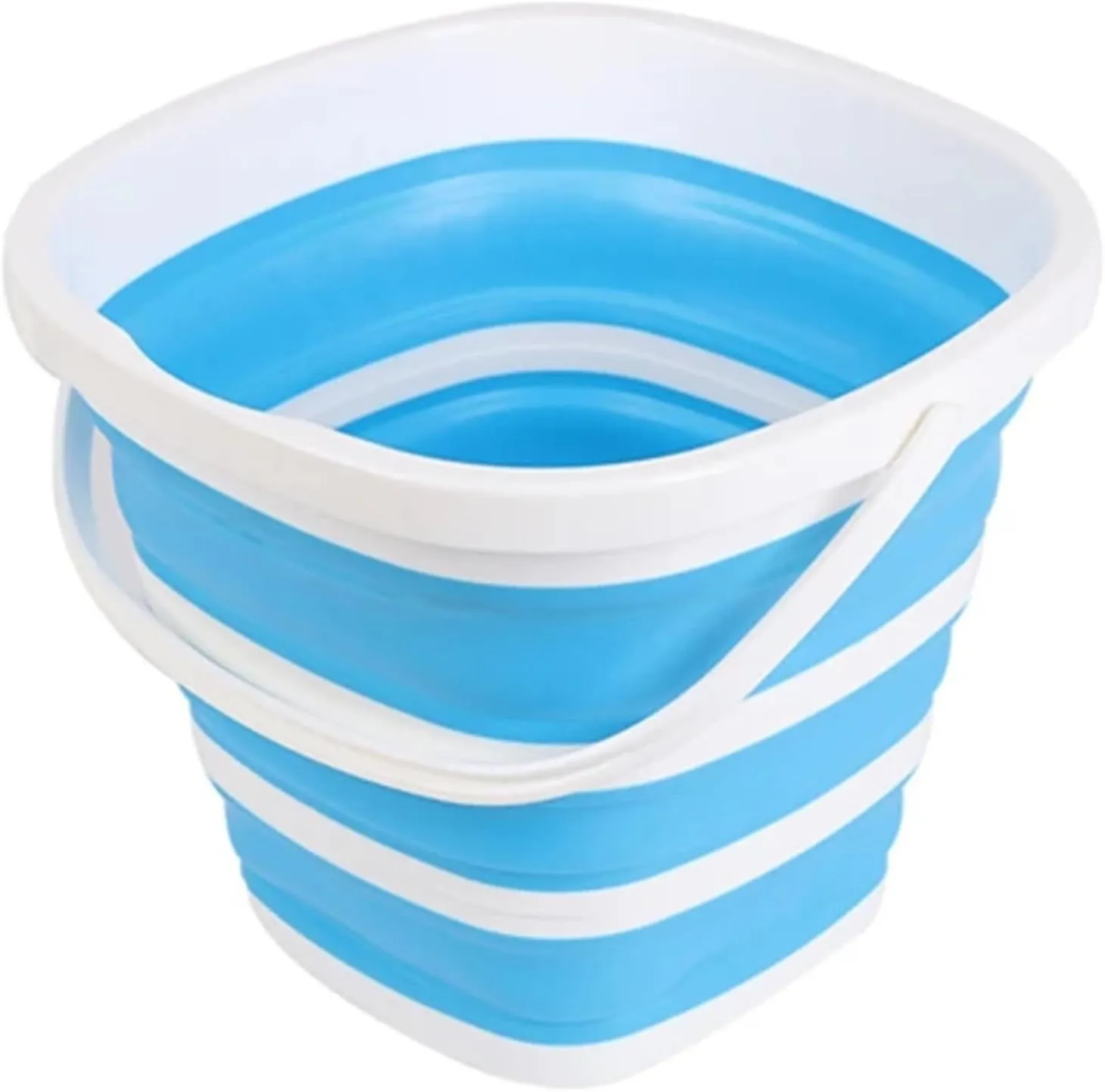 10L Silicone Bucket for Fishing Folding Collapsible Bucket Car Wash Outdoor Fishing Square Barrel Bathroom Kitchen Camp Bucket(Blue)