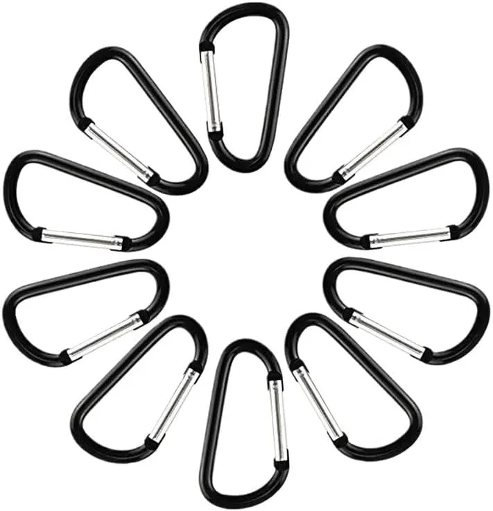10pcs/lot Aluminum Alloy D Carabiner Spring Snap Clip Hooks Keychain Camping Accessories,Not for Climbing Carabiner