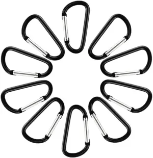 10pcs/lot Aluminum Alloy D Carabiner Spring Snap Clip Hooks Keychain Camping Accessories,Not for Climbing Carabiner