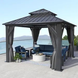 10'X10' Outdoor Hardtop Gazebo with Double Roof - Heavy-Duty