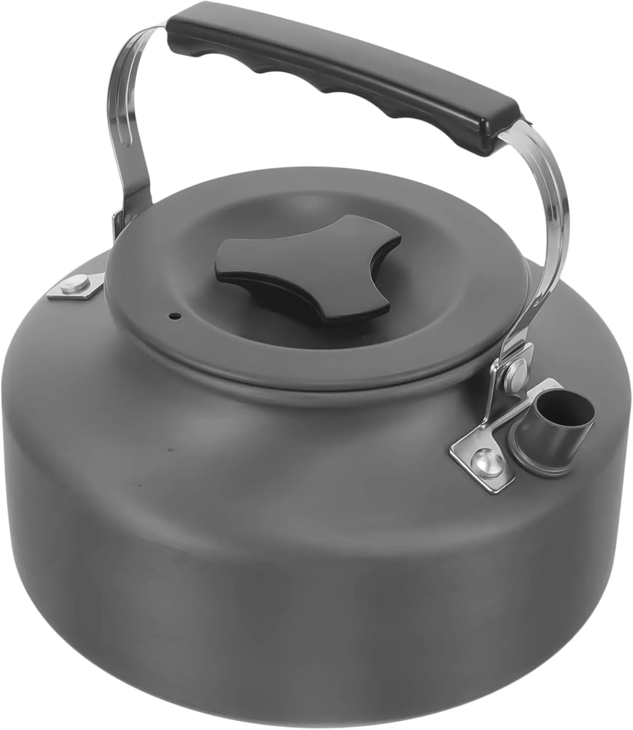 1.1l Portable Camping Kettle Aluminum Oxide Tea Pot Outdoor Cookware Whistle for Hiking Fishing and Outdoor Activities