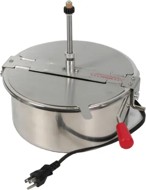 12 Oz Replacement Kettle for Popcorn Machine 1350W Kettle Popper with Lid, Stirrer, Gear Shaft, and 3-Prong Plug by Great Northern Popcorn
