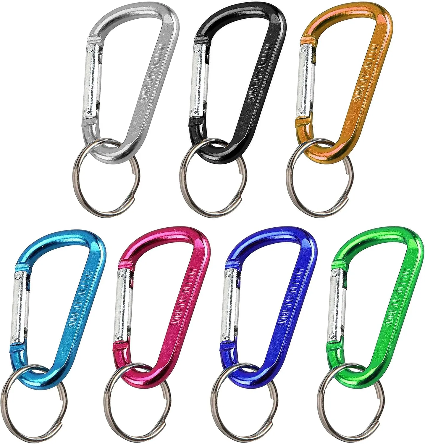 12 Pc Locking Carabiner Clip Aluminum 2-3/8" Small D-Ring Snap Hook Key Chain