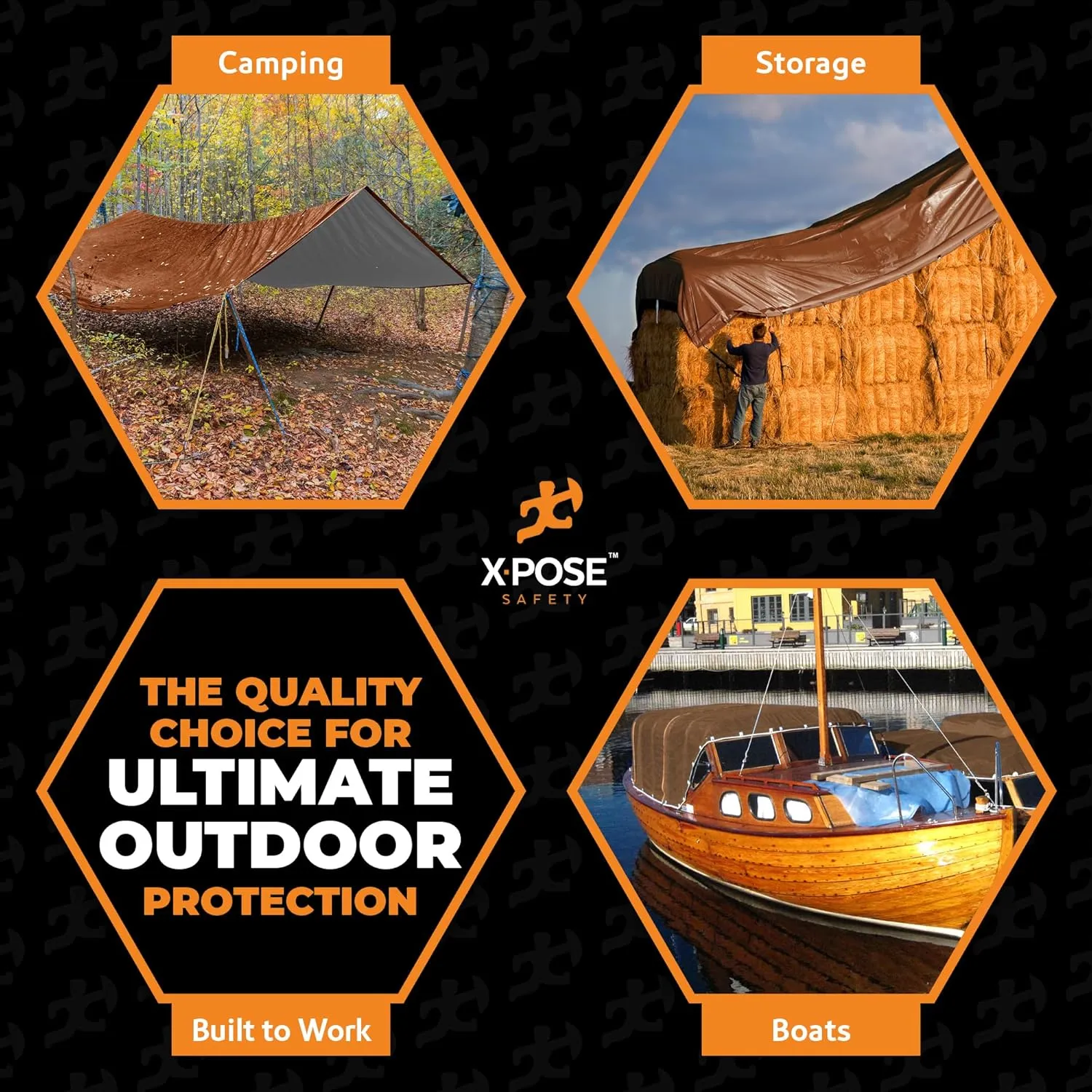 12' x 16' Brown/White Ultra Heavy Duty Tarp - 20 Mil Tarps Heavy Duty Waterproof 12x16 - Extra Large Outdoor Tarp, Waterproof Tarp Cover for Rain Camping, Tent Tarp, UV Protection, Reinforced Corners