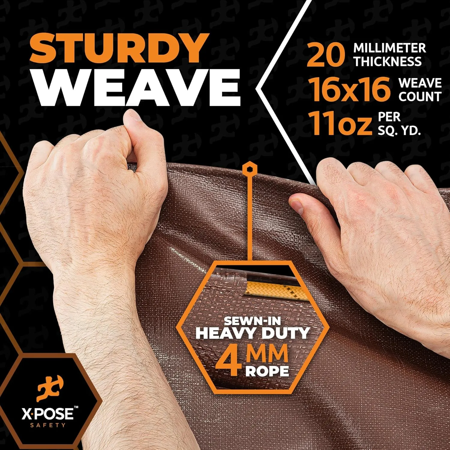 12' x 16' Brown/White Ultra Heavy Duty Tarp - 20 Mil Tarps Heavy Duty Waterproof 12x16 - Extra Large Outdoor Tarp, Waterproof Tarp Cover for Rain Camping, Tent Tarp, UV Protection, Reinforced Corners