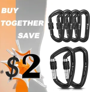12kn (2697 lbs) and 42kn (9441 lbs) Carabiners Bundle: UIAA Certified 42kn Locking Climbing Caribeaner Clips - Heavy Duty 12kn Hammock Screwgate Caribiniers for Camping and Dog Lesh