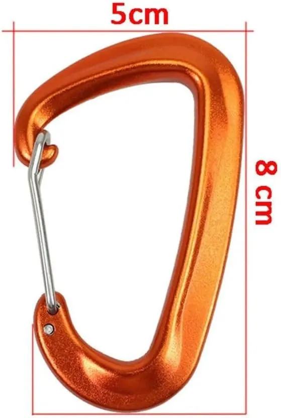 12KN Aluminium Carabiner for Backpack Hook D Shape Carabiner Security Clip Hook Carabiner(Orange)