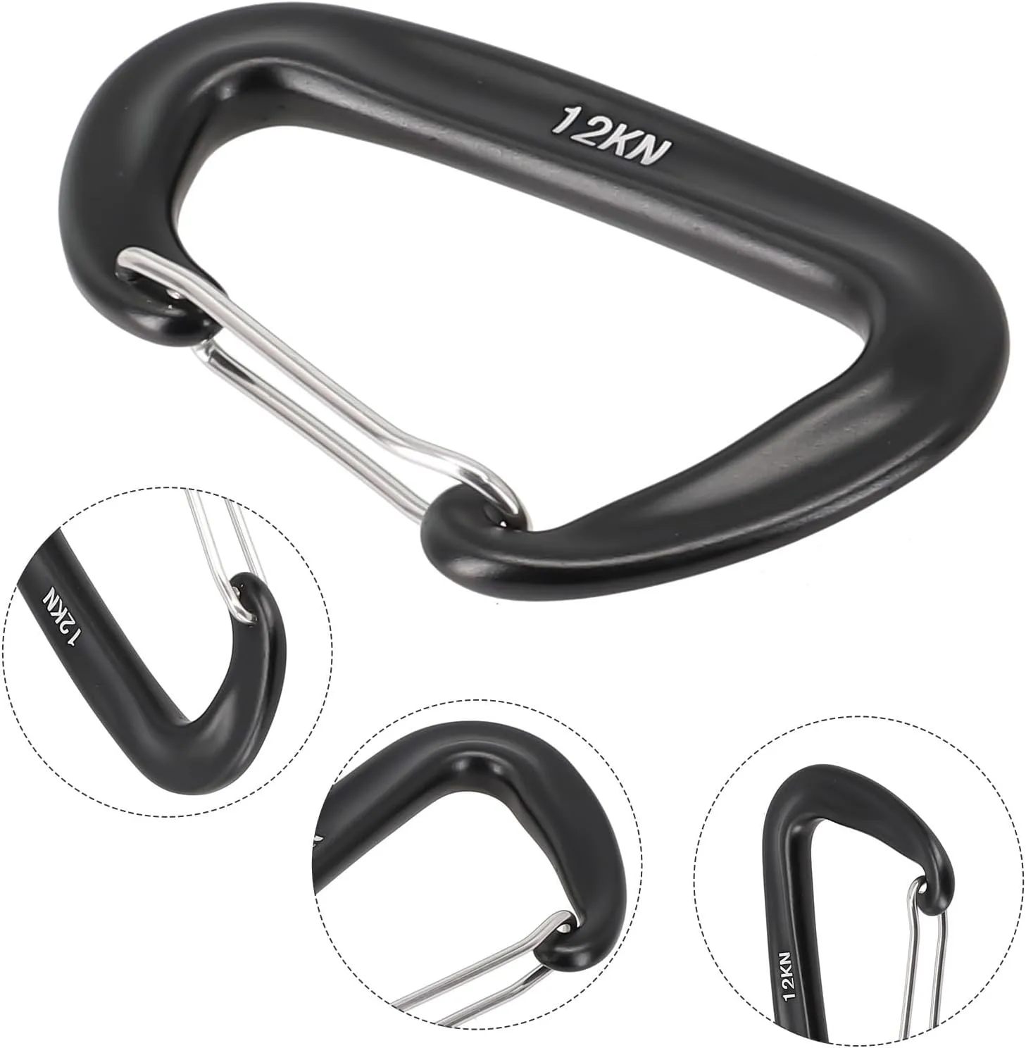 12KN Aluminium Carabiner for Backpack Hook D Shape Carabiner Security Clip Hook Carabiner(Orange)