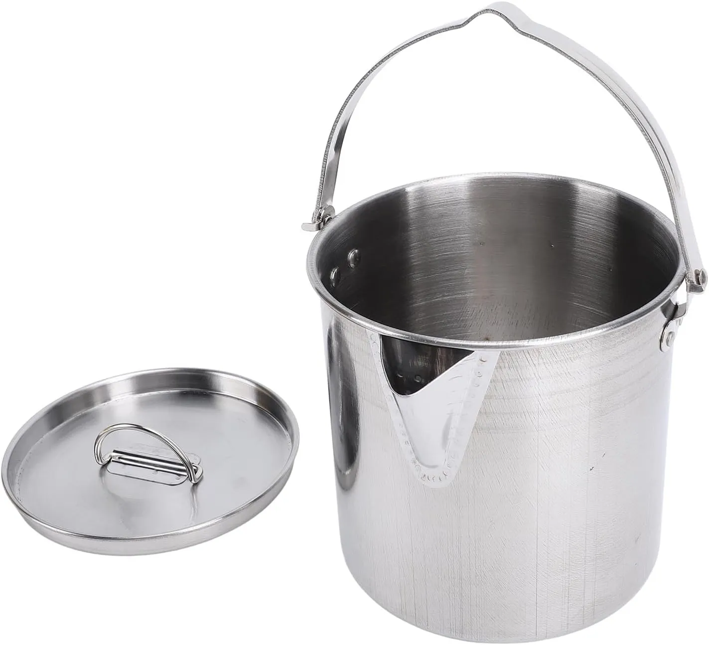 1.2L Portable Lightweight Teapot Stainless Steel Large Camp Kettle Coffee Boiler Camp Stove for Fishing Hunting Hiking Heat Coffee Tea and Water