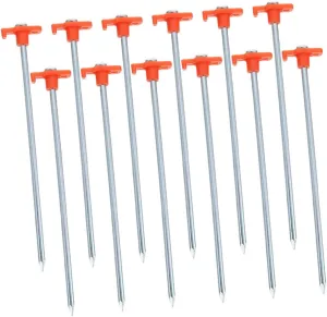 12Pcs Heavy Duty Tent Stakes Durable Camping Ground Pegs for Tents and Gazebos Wind Resistant Rock Stakes for Outdoor Use
