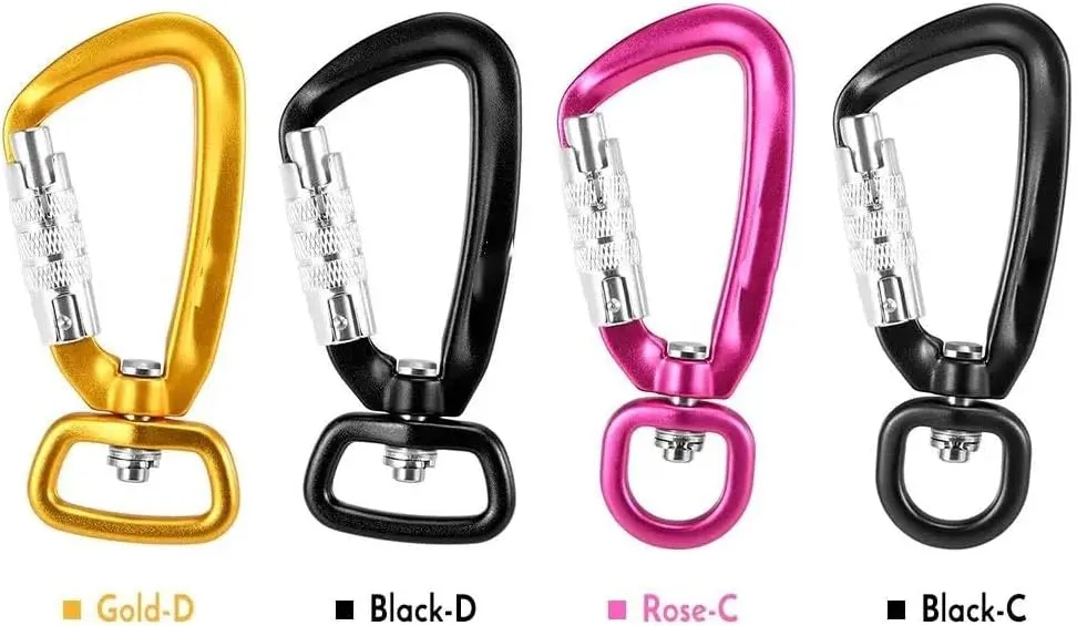 1/2pcs Swivel 360 ° Rotatable Spinner Carabiner Small Auto Locking Carabiner Rotational Carabiner(1pc C Ring Rose)