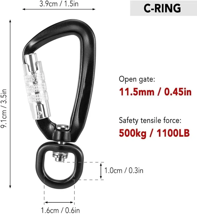 1/2pcs Swivel 360 ° Rotatable Spinner Carabiner Small Auto Locking Carabiner Rotational Carabiner(1pc C Ring Rose)