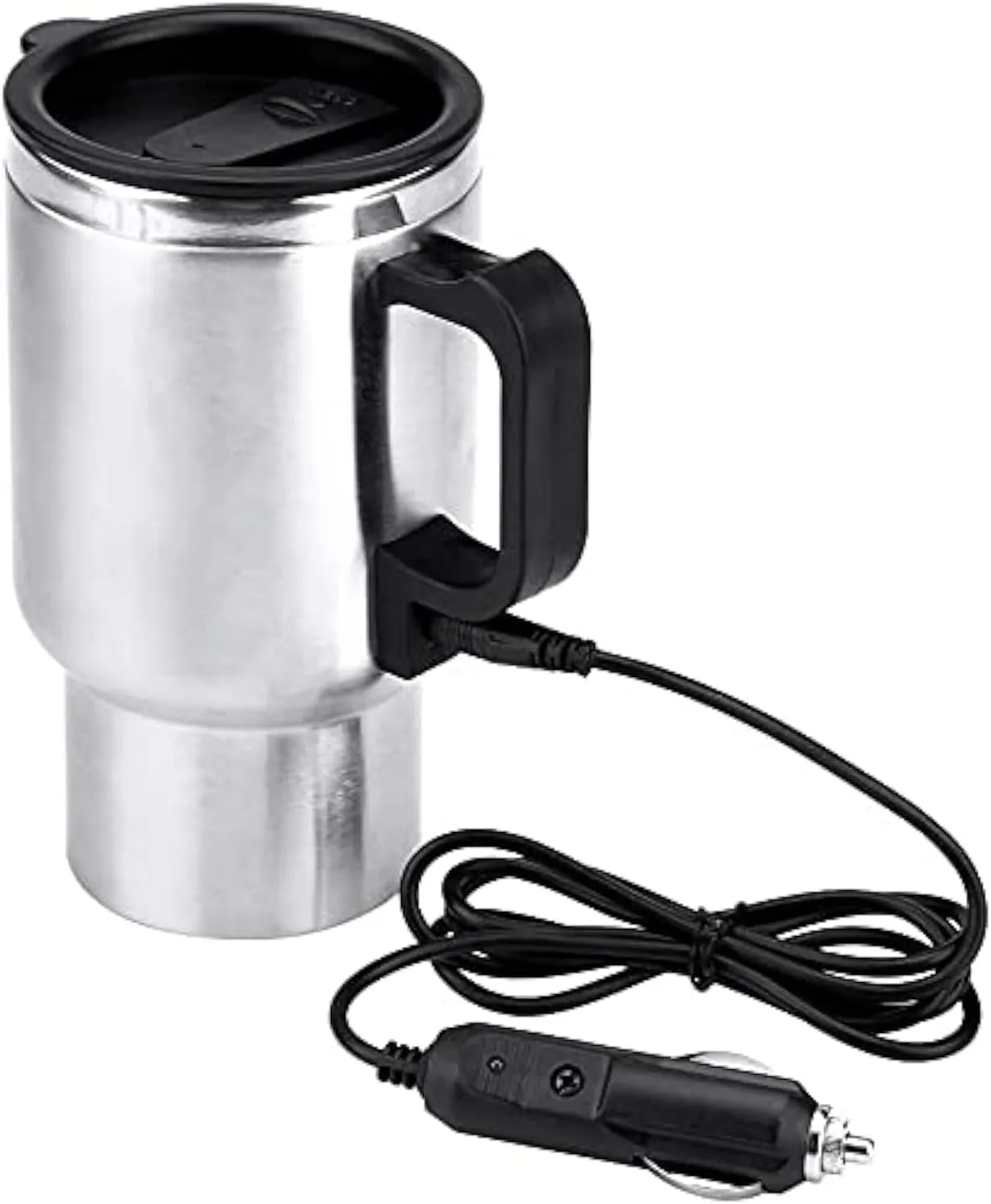 12V Car Heating Cup 450ML Stainless Steel Electric Car Kettle Boiler Portable Coffee Tea Warmer Cup Thermoses Powered by 12V Cigarette Lighter Plug