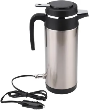 12V Electric Kettle, Car Heating Cup Car Heated Coffee Mug, 450ml Stainless Steel Travel Cup Insulated Heated Mug, 12V Electric Water Insulated Car Kettle Mug Travel Heating Cup