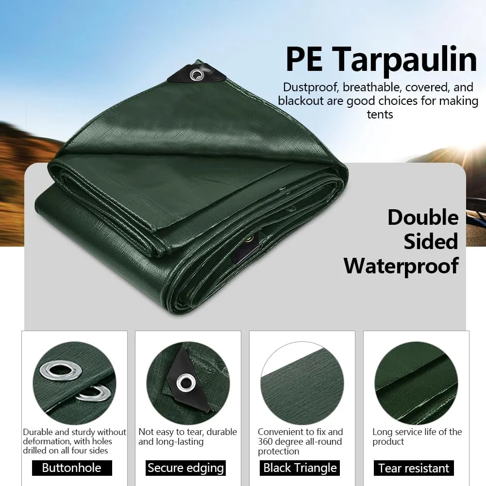 12x30 Feet Waterproof Tarp, 5 mil Multi-Purpose Tarp Cover, UV Resistant, Tear and Color Fade Resistant, Polyethylene Tarp1 for Outdoor Camping Pools Car Tents