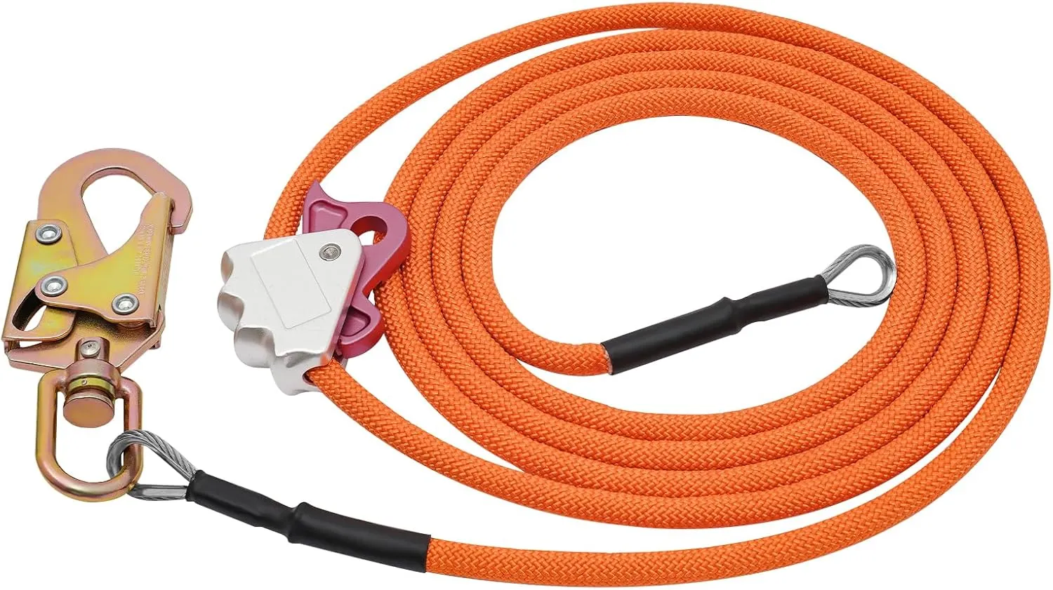 14ft Flip Line 1/2in Diameter,Steel Wire Core Flipline Kit,Tree Climbing Lanyard,Cable Lanyard Kit with Steel Swivel Snap Hook Triple Lock