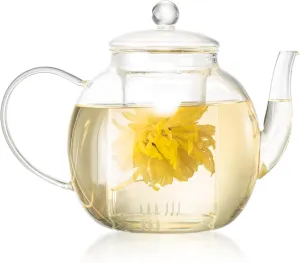 1530 ml/52 oz Large Glass Teapot with Removable Infuser, Clear Tea Kettle Stovetop Safe for Loose Leaf and Blooming Tea, Unique Father's Day Gifts