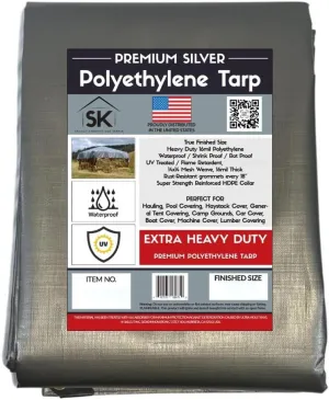 16 Mil Extra Heavy Duty Poly Tarp - Waterproof Tarp with True Size, UV Protection, Tear Resistance, Arctic Flexibility & Reinforced Corners
