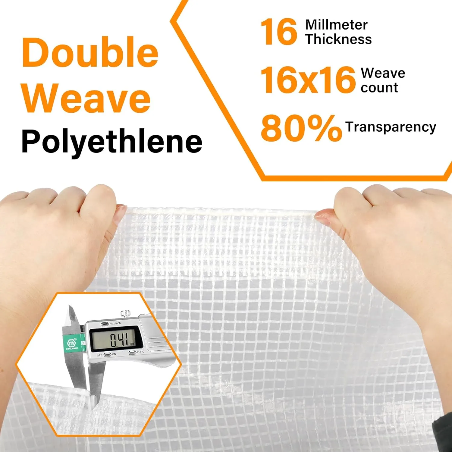 16 Mil Greenhouse Cover,Clear Plastic Tarps Heavy Duty Waterproof 18x24FT,UV Resistant Poly Clear Tarps with Grommets, Greenhouse Heavy Duty Tarp for Gardening, Farming, Nursery, Garden