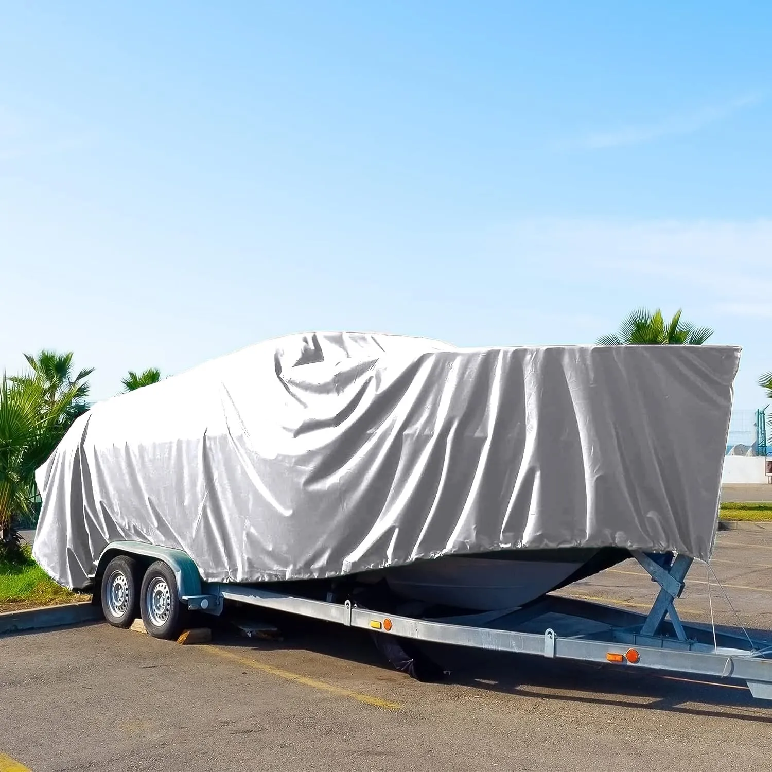 16 MIL Thick Ultra Heavy Duty White Tarp 8' x 8' (True Size) 3ply Waterproof 9.5 oz UV Protected Multipurpose Protective Cover Rain Tarpaulin