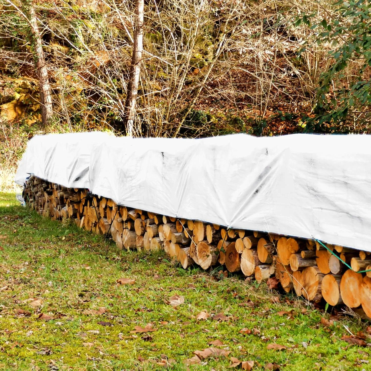 16 MIL Thick Ultra Heavy Duty White Tarp 8' x 8' (True Size) 3ply Waterproof 9.5 oz UV Protected Multipurpose Protective Cover Rain Tarpaulin