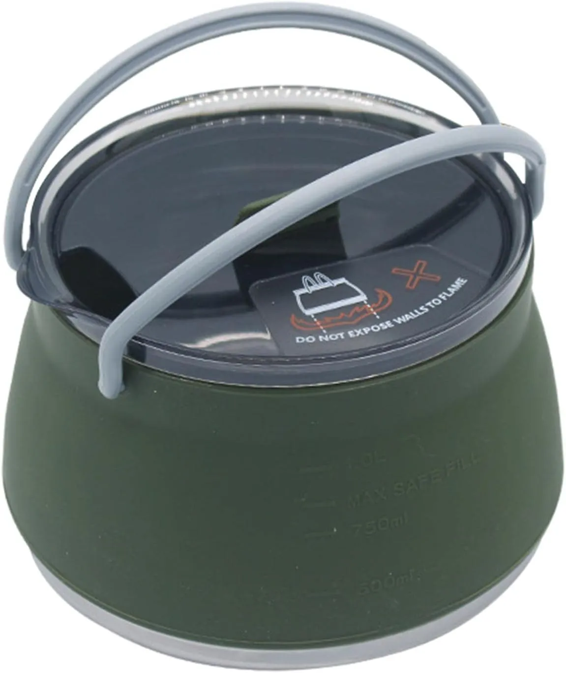1L Compact Collapsible Cooking Pot Travel Hiking Fishing Picnic Boiling Water Kettle Tea Pot Outdoor Camp Cookware