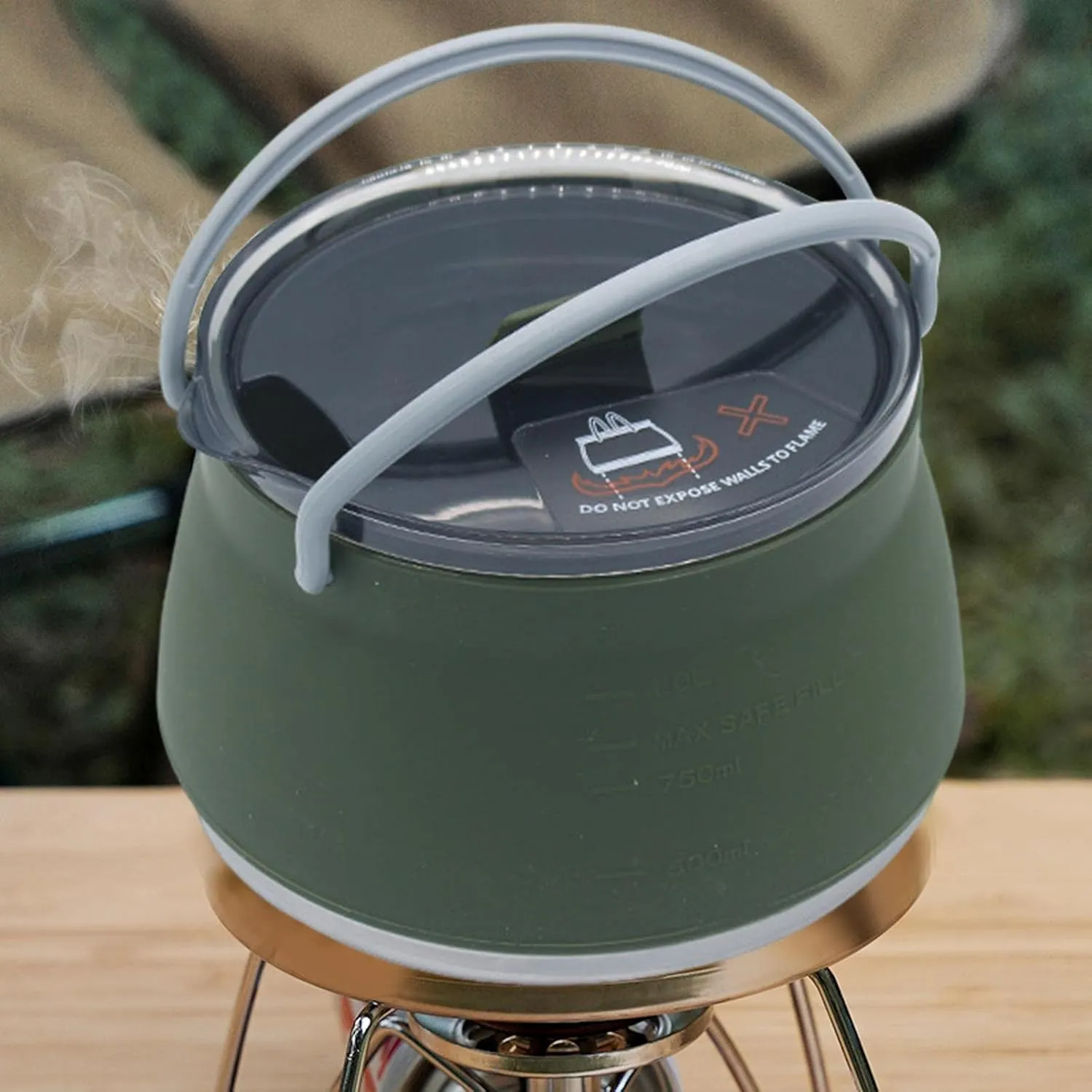 1L Compact Collapsible Cooking Pot Travel Hiking Fishing Picnic Boiling Water Kettle Tea Pot Outdoor Camp Cookware