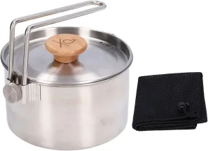 1L Outdoor Camping Kettle, Portable Lightweight Stainless Steel camping tea kettle Coffee Pot with Detachable Handle for Picnic Hiking