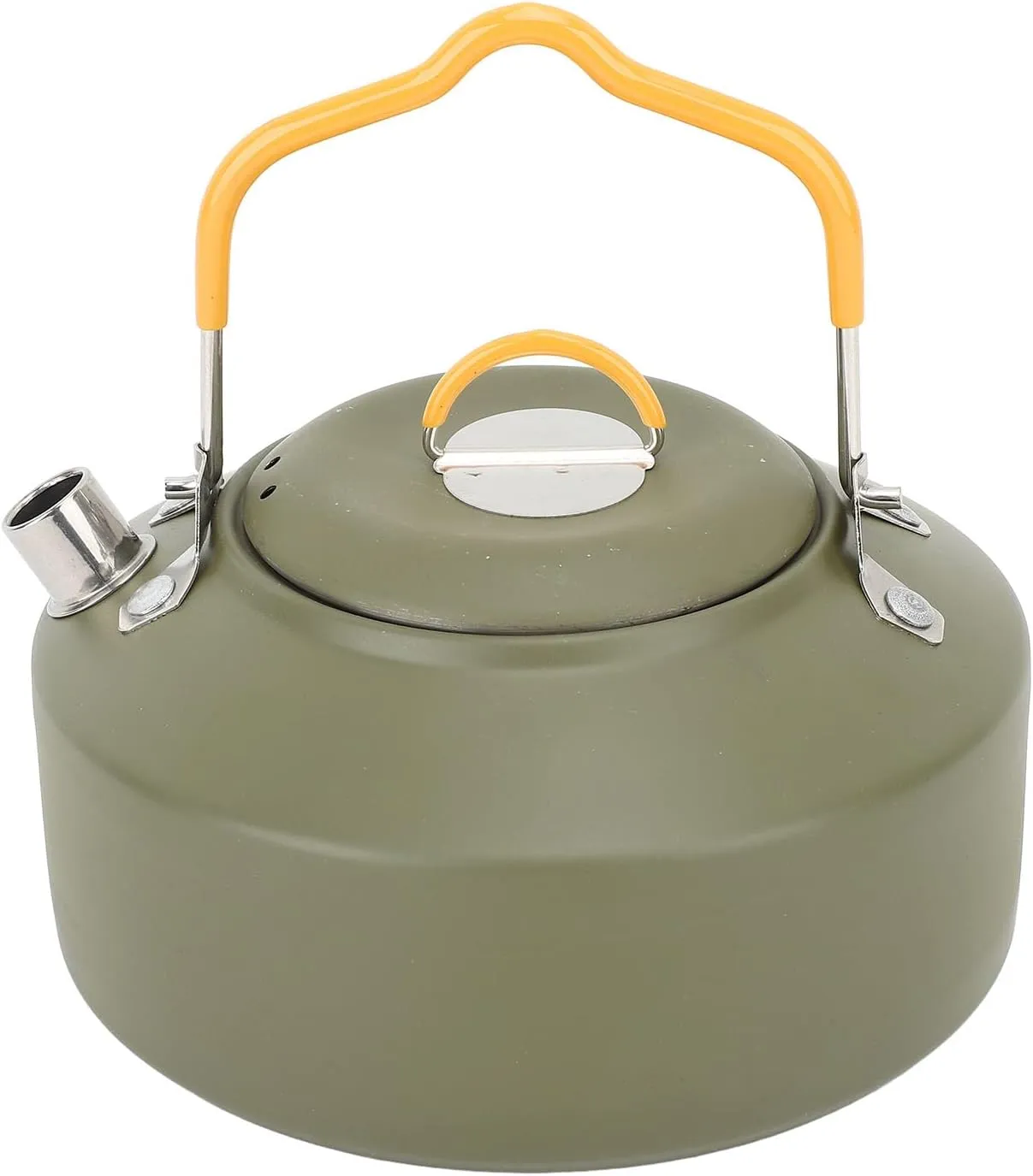 1L Outdoors Camping Kettle, Heat Resisting Stainless Steel Lightweight Tea Coffee Pot, Compact Portable Camping Water Kettle with Collapsible Handle for Travel Picnic Backpacking Hiking