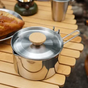 1L Stainless Steel Portable Camping Kettles with Lid and Removable Handle, Camping Tea Pot, Outdoor Camping Hiking Kettle Coffee Pot Portable Teapot Kettle, Compact and Lightweight, Camping Tea Po