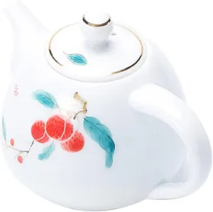 1Pc Delicate Hand Painted Teapot Heat Resistant Kettle for Home Teaware for Loose Leaf Tea Stylish Decor for Office Leisure Use