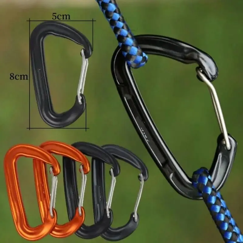 1PC Durable 12KN D Carabiner Aluminum Wire Gate Spring Clip Locking Backpack Hammock Camping Hiking Carabiner