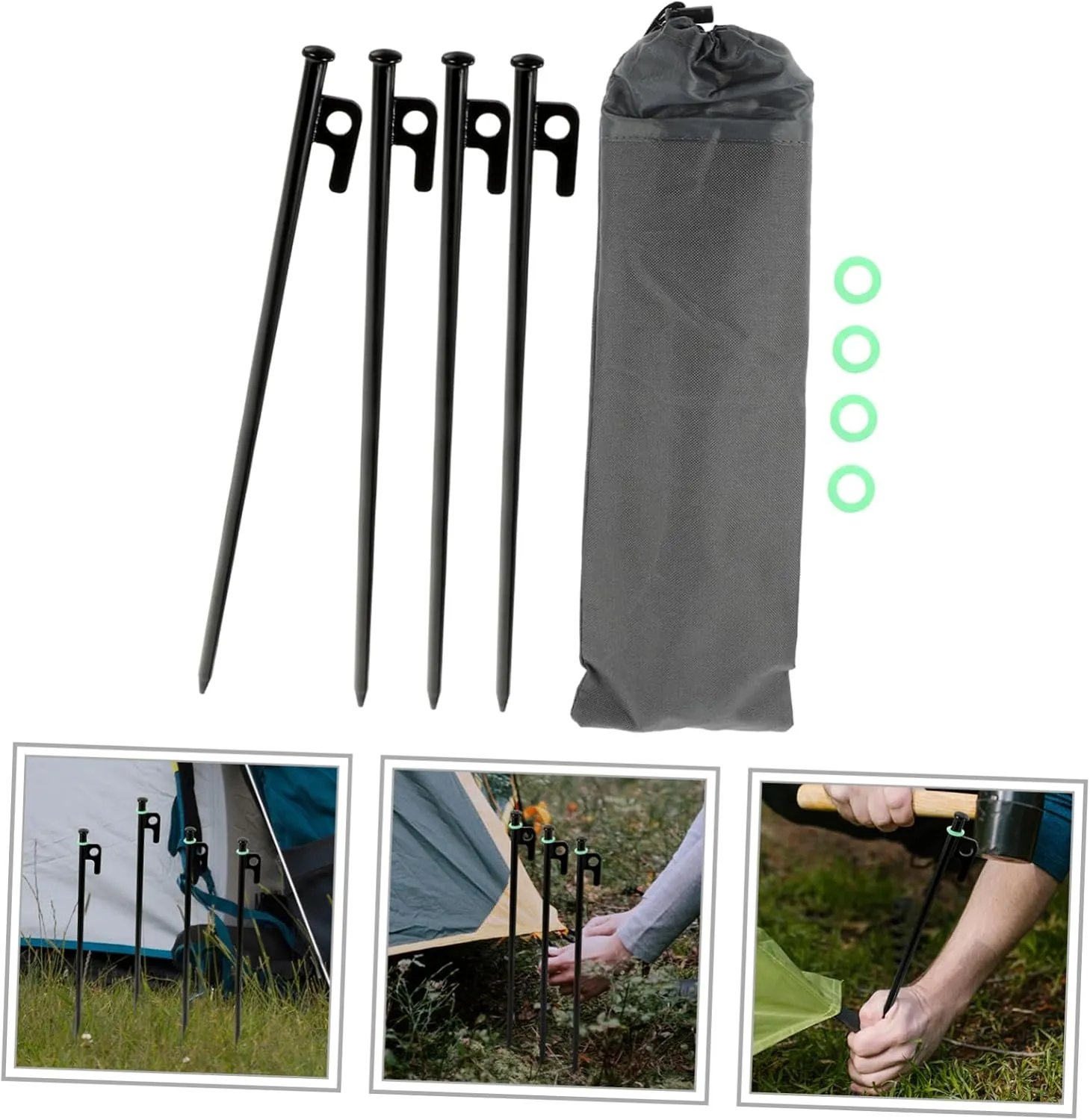 1set Outdoor Camping Tent Stakes Heavy-Duty Pegs with Glow Support for and Tents for Windy Conditions and