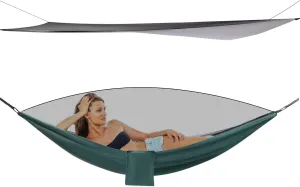 2-in-1 Camping Hammock,Double Zipper Design,Portable Double Hammock with Mosquito Net Tent and Rain Fly Tarp for Outdoor Activities