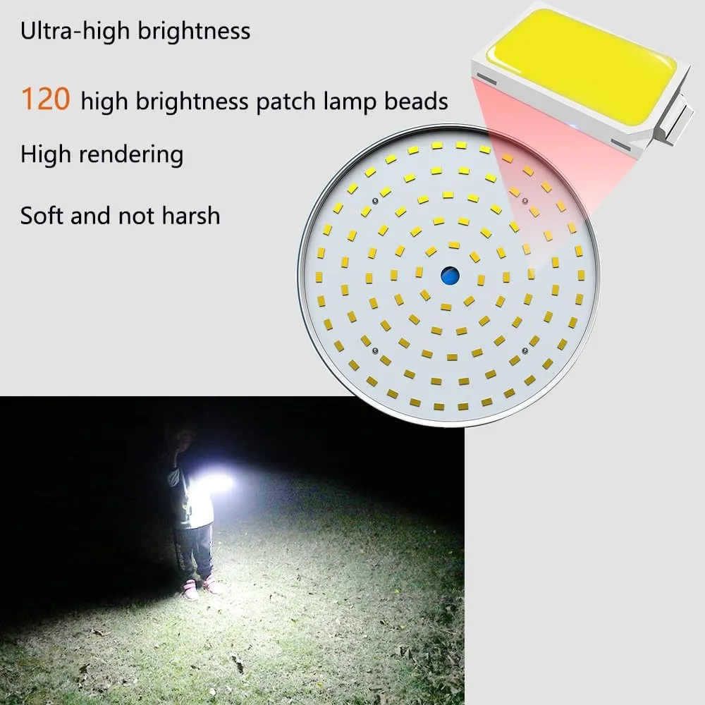 2 in 1 Camping Lamp with Remote Control 120 LED Tent Solar Lantern Lights 6000LM 5 Mode USB Rechargeable Portable Tent Hanging Hook Flashlight Outdoor Fishing Emergency Courtyard Garden 2 Pack